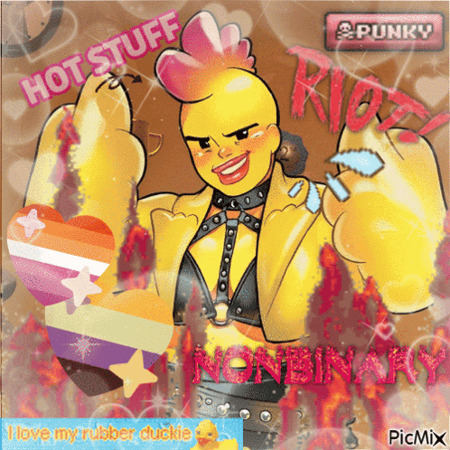 A Picture Of A Rubber Duck With The Words Hot Stuff Written On It GIF
