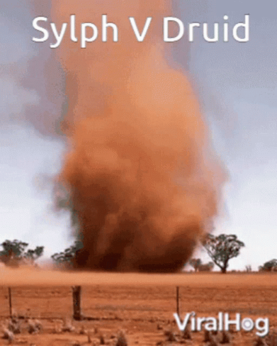 A Picture Of A Sandstorm With The Words Sylph V Druid On The Bottom GIF