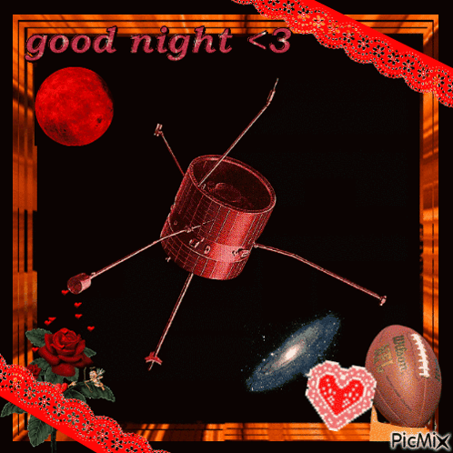 A Picture Of A Satellite In Space With The Words Good Night < 3 GIF