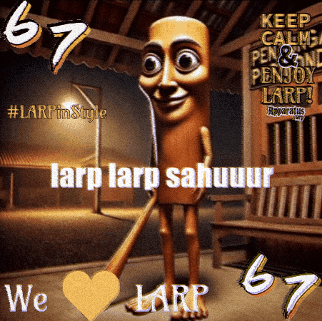 A Picture Of A Sausage That Says Larp Larp Sahuuur On It GIF