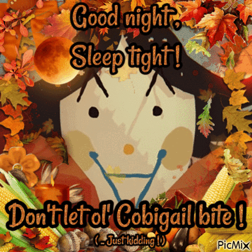 A Picture Of A Scarecrow With The Words Good Night Sleep Tight On It GIF