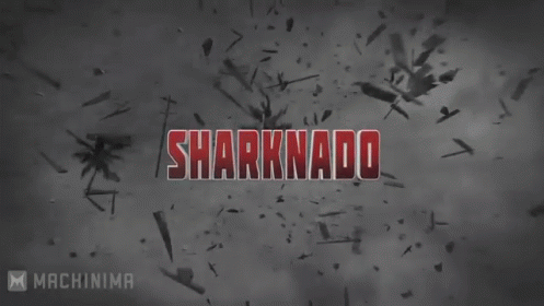 A Picture Of A Shark With The Word Sharknado In Red GIF