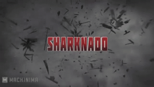 A Picture Of A Shark With The Word Sharknado In Red GIF