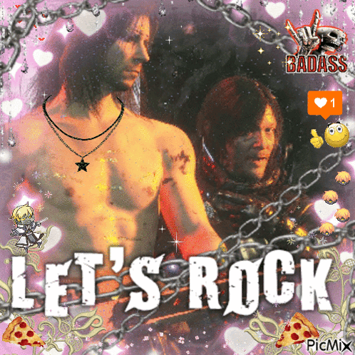 a picture of a shirtless man with the words let 's rock below him