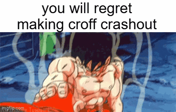 A Picture Of A Shirtless Man With The Words " You Will Regret Making Croft Crashout " GIF