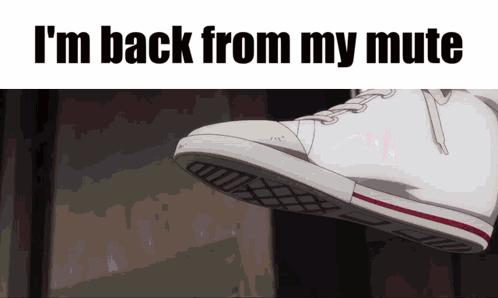 a picture of a shoe with the words i 'm back from my mute