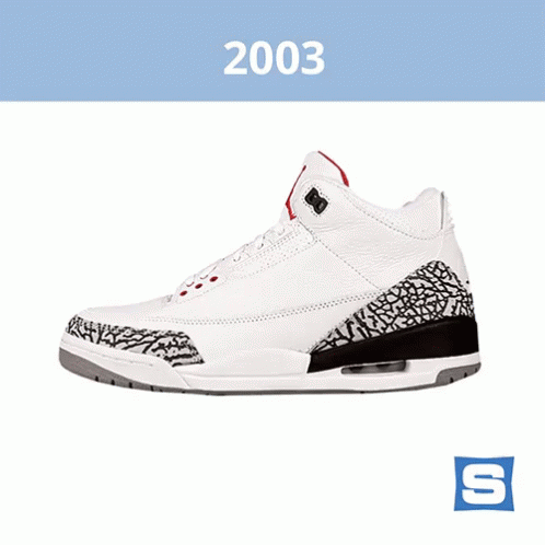 A Picture Of A Shoe With The Year 2003 On The Top GIF