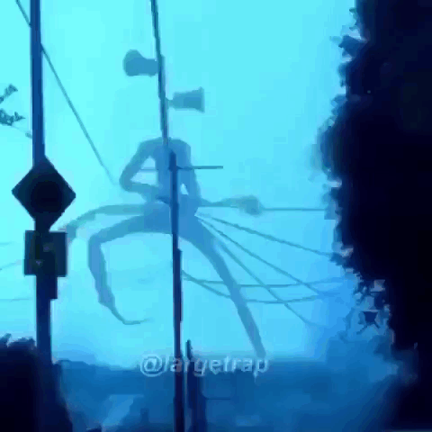 A Picture Of A Siren Head With A Large Trap Watermark GIF