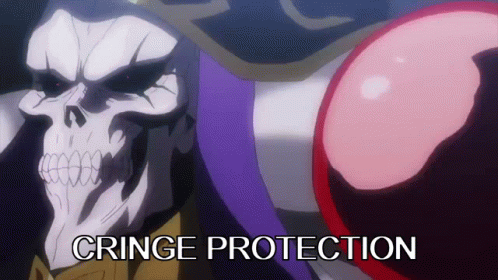 A Picture Of A Skeleton With The Words Cringe Protection On The Bottom GIF