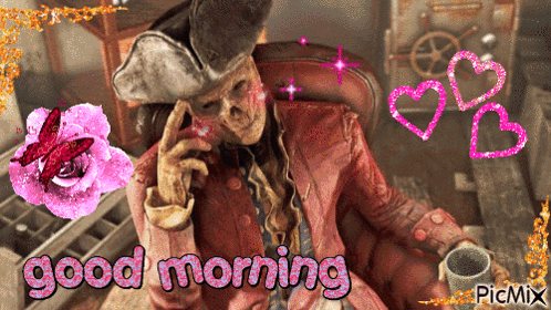 A Picture Of A Skeleton With The Words Good Morning Picmix GIF