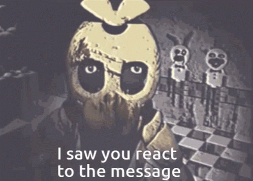 A Picture Of A Skeleton With The Words " I Saw You React To The Message " On The Bottom GIF