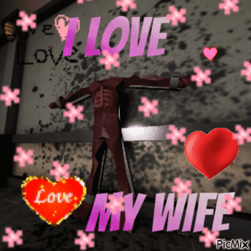 A Picture Of A Skeleton With The Words Love My Wife Written On It GIF