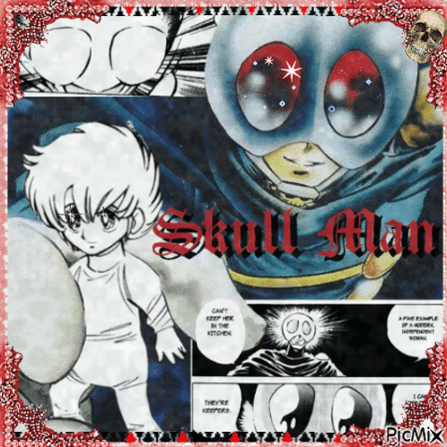 A Picture Of A Skull Man With A Skull In The Corner GIF