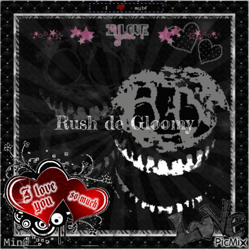 A Picture Of A Skull With The Words Rush De Gloomy GIF