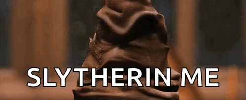 A Picture Of A Slytherin Hat With The Words Slytherin Me Underneath It GIF