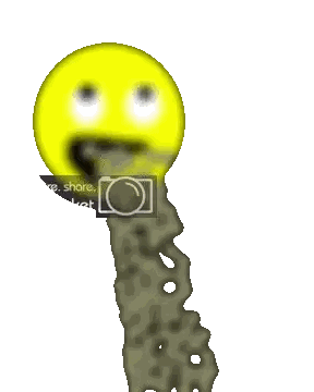 a picture of a smiley face with a knife in it