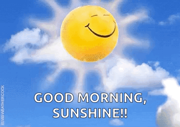 A Picture Of A Smiling Sun With The Words " Good Morning Sunshine " Below It GIF