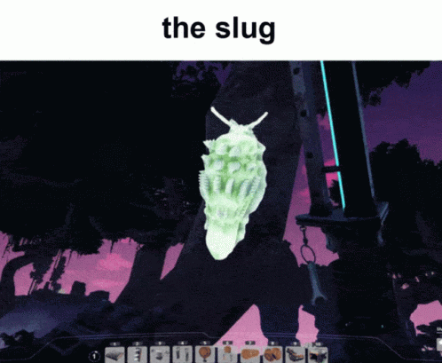 A Picture Of A Snail With The Words " The Slug " Below It GIF