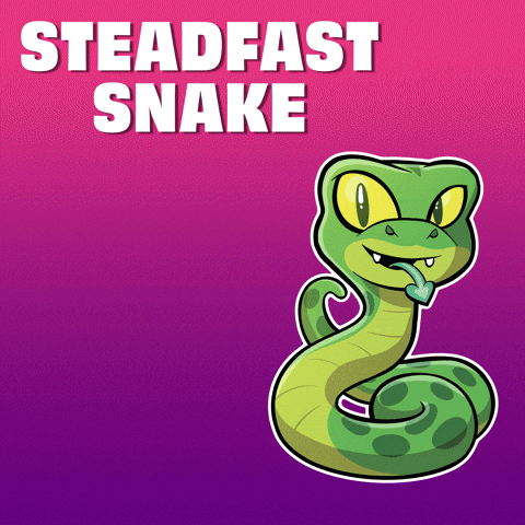 A Picture Of A Snake With The Words Steadfast Snake Below It GIF
