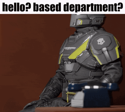 A Picture Of A Soldier With The Words Hello Based Department On The Bottom GIF