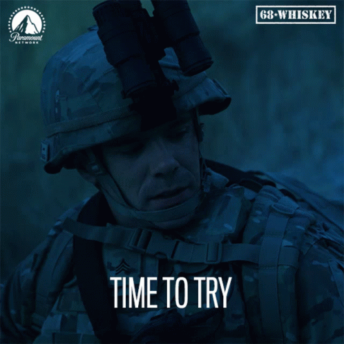 Soldier With Time To Try Text GIF
