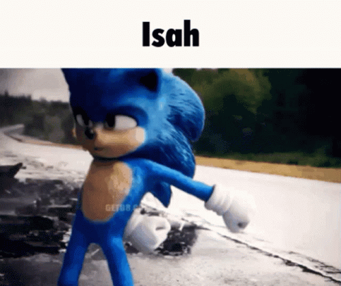 A Picture Of A Sonic The Hedgehog With The Name Isah On The Bottom GIF