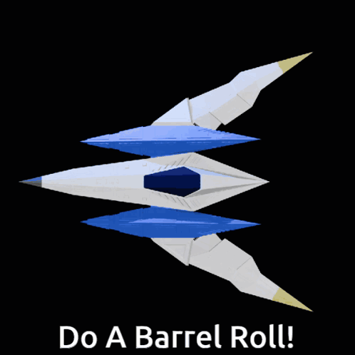 A Picture Of A Space Ship With The Words Do A Barrel Roll Written Below It GIF