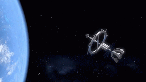 A Picture Of A Space Station With The Letter F Visible GIF