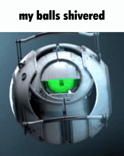 A Picture Of A Sphere With A Green Eye And The Words My Balls Shivered GIF