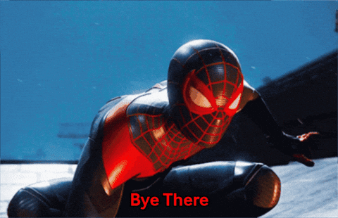 A Picture Of A Spider-Man With The Words Bye There Below It GIF
