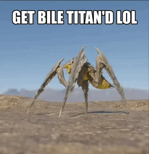 A Picture Of A Spider With The Words Get Bile Titan 'D Lol GIF