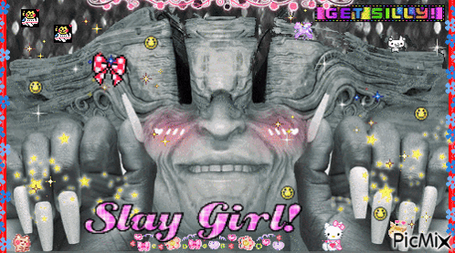 A Picture Of A Statue With The Words " Stay Girl " On It GIF