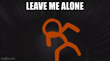 a picture of a stick figure with the words leave me alone on it