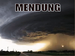A Picture Of A Storm With The Word Mendung In White Letters GIF