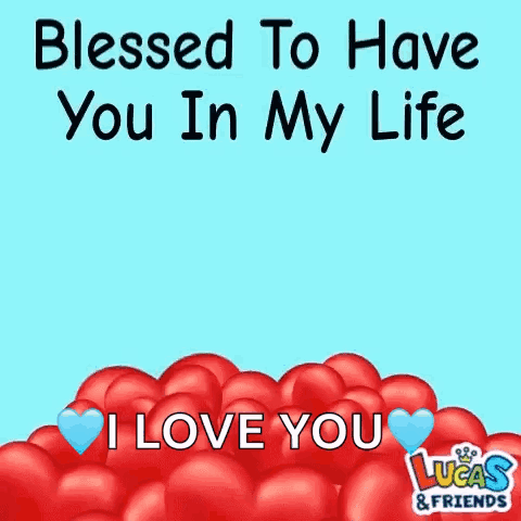 A Picture Of A Stuffed Animal Surrounded By Hearts With The Words Blessed To Have You In My Life I Love You . GIF