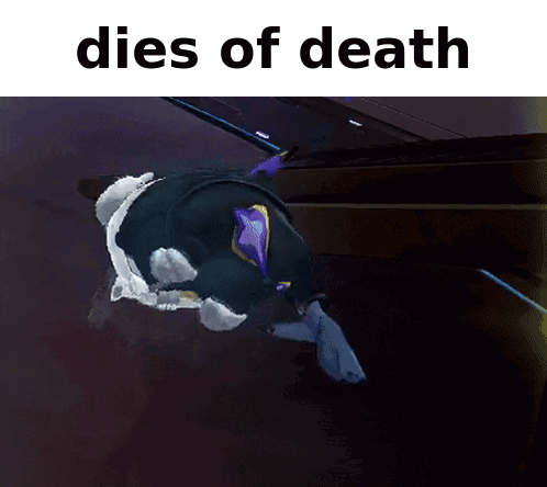 A Picture Of A Stuffed Animal That Says Dies Of Death On It GIF