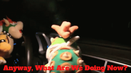 A Picture Of A Stuffed Animal With The Words " Anyway What Are We Doing Now " GIF