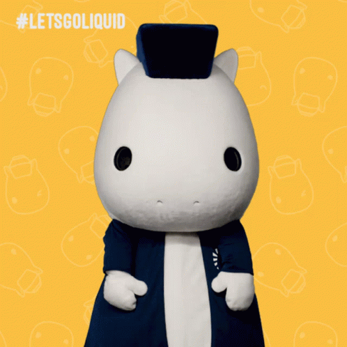 A Picture Of A Stuffed Animal With The Words #Letsgoliquid On The Bottom GIF