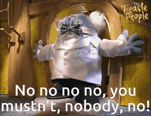 A Picture Of A Stuffed Animal With The Words No No No No You Mustn T Nobody No GIF