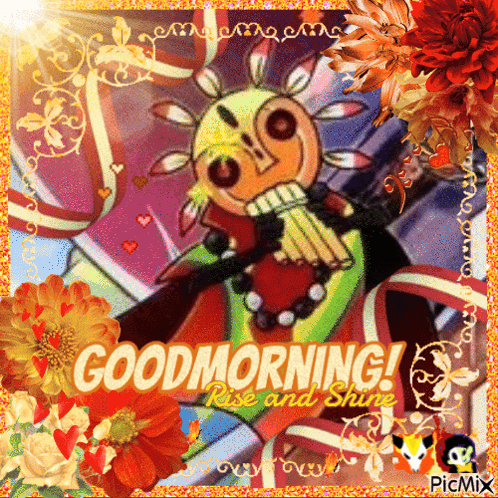 A Picture Of A Sun With The Words Good Morning Rise And Shine Above It GIF