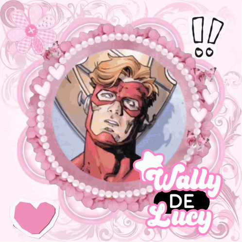 A Picture Of A Superhero With The Name Wally De Lucy On It GIF