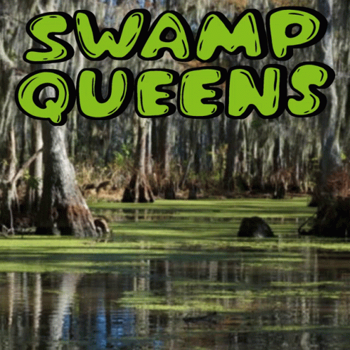 a picture of a swamp with the words swamp queens written above it
