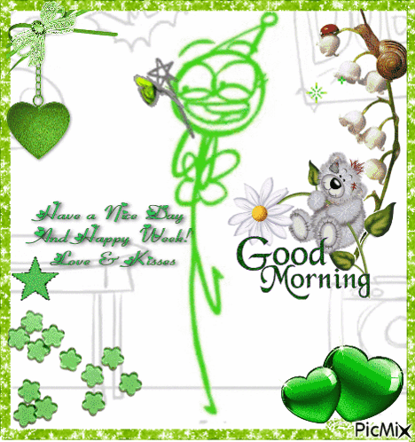 A Picture Of A Teddy Bear With A Flower And The Words Good Morning GIF