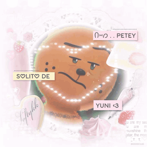 A Picture Of A Teddy Bear With A Sticker That Says " Solito De " GIF
