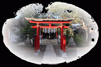 A Picture Of A Temple With A Torii Gate GIF