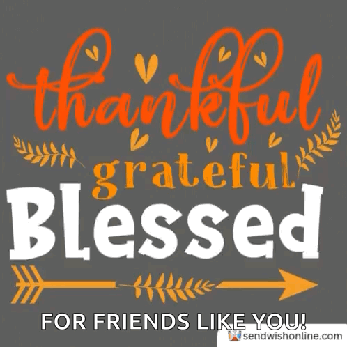 A Picture Of A Thankful Grateful Blessed Message For Friends Like You . GIF