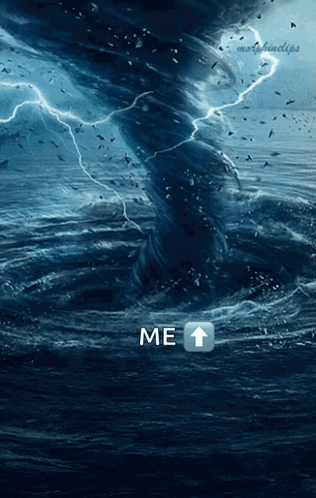 A Picture Of A Tornado In The Ocean With An Arrow Pointing To The Me Button GIF
