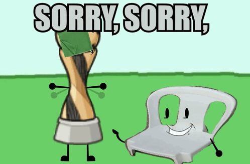 A Picture Of A Trophy And A Chair With The Words Sorry Sorry On It GIF