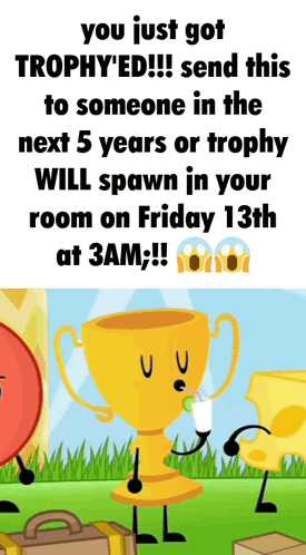 A Picture Of A Trophy That Says You Just Got Trophy 'Ed GIF