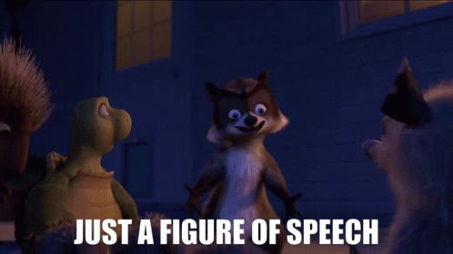 A Picture Of A Turtle A Raccoon And A Squirrel With Just A Figure Of Speech Written Below Them GIF